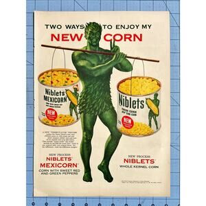 1954 Green Giant Niblets Mexicorn Canned Vegetables Vintage Magazine Print Ad